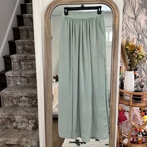 Mint Green Maxi Skirt with Pockets